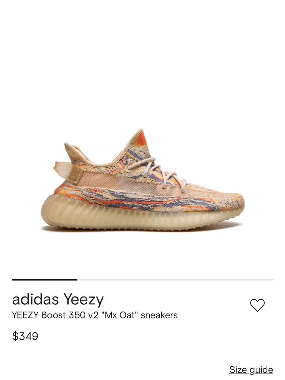 Adidas YEEZY Boost 350 v2 "Mx Oat" sneakers, Size 12